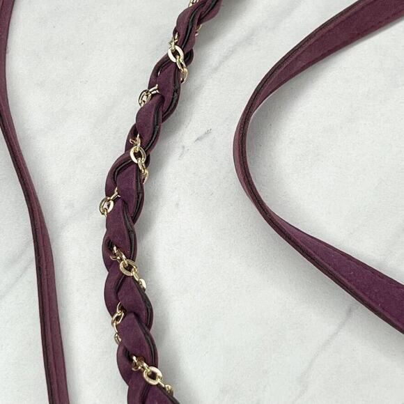 Purple Faux Suede Gold Tone Chain Woven Tie Belt One Size OS - Picture 8 of 12